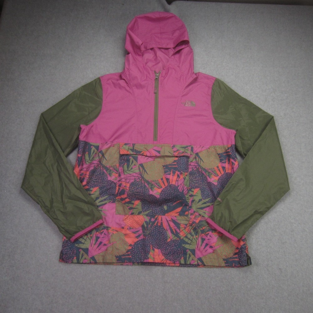 The North Face Pullover Youth XL Pink Floral Windbreaker Windwall Jacket READ